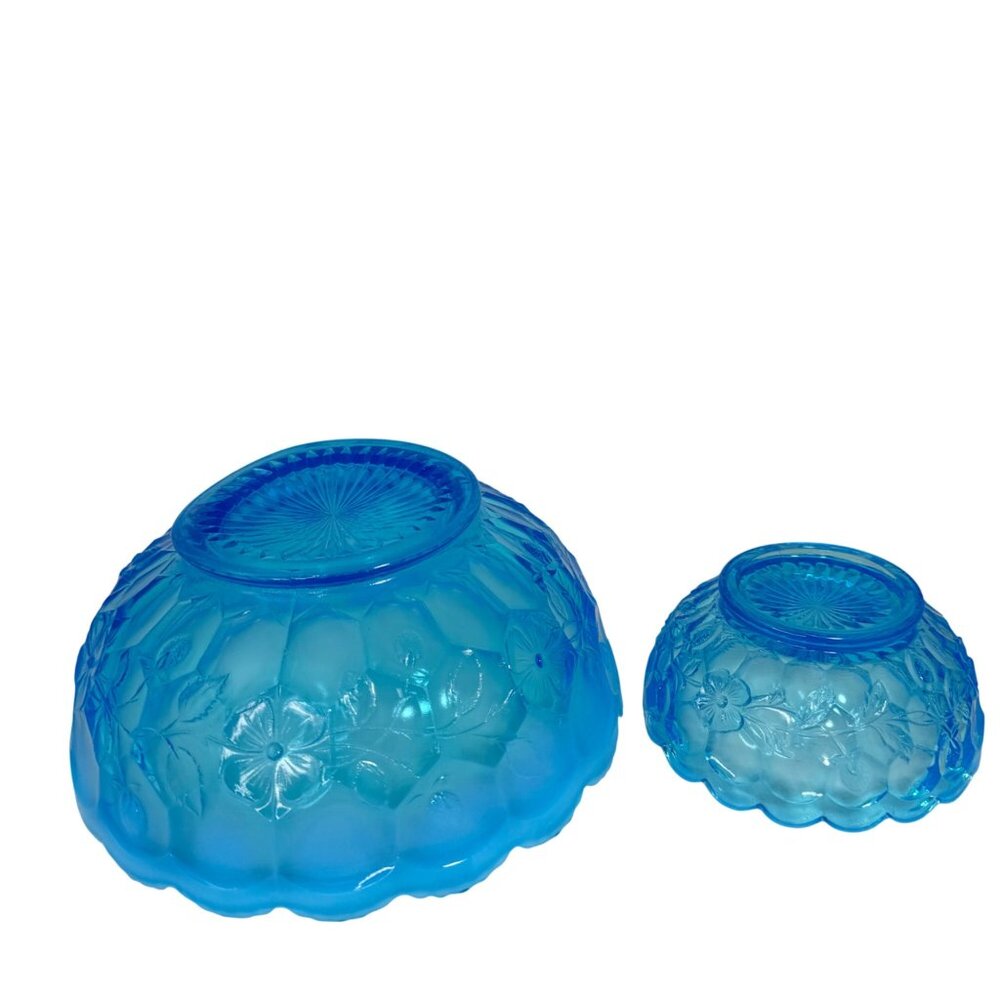 Fenton Blue Opalescent Honeycomb Clover Pattern Master Berry Bowl 1910 Vintage - Picture 16 of 16